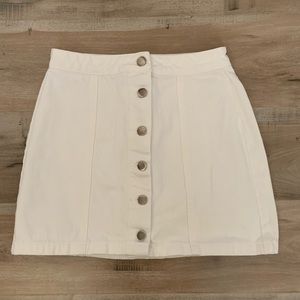 F21 White Denim Mini Skirt